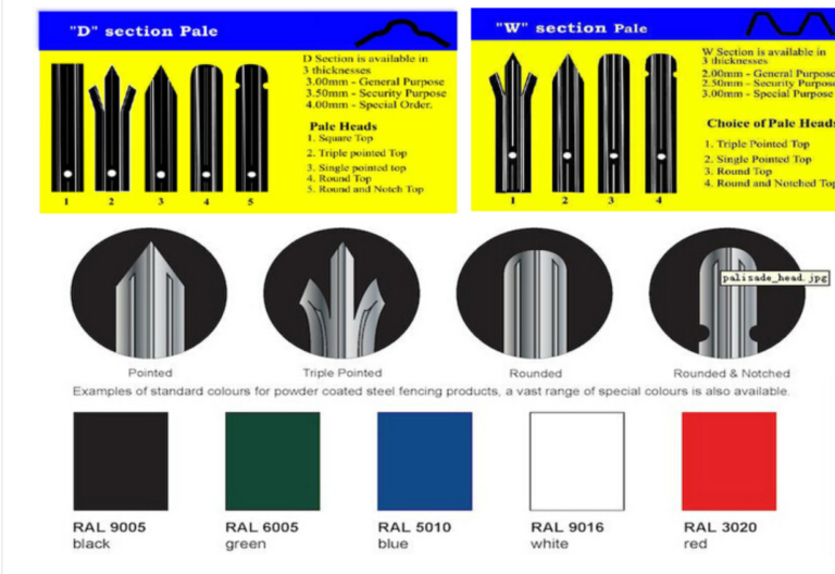 Steel palisade fence Pale type